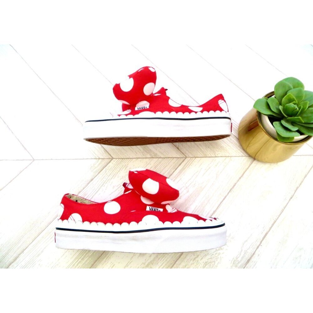 NEW! RARE VANS Disney Minnie Mouse Polka Dots Bow Sneakers Red White SZ 5.5 - Picture 8 of 12